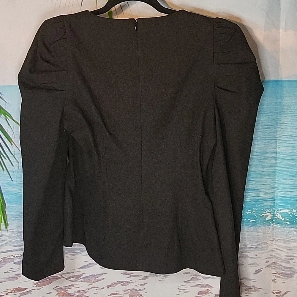 Tuckernuck Black Calla Puff Sleeve Top Medium - Picture 6 of 7